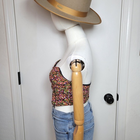 Zara Floral Brocade Corset Crop Top – Hook & Eye Back, Size XS - Picture 5 of 7